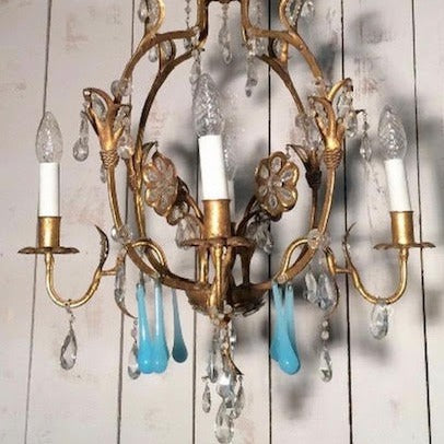 Pale Blue Crystal Chandelier