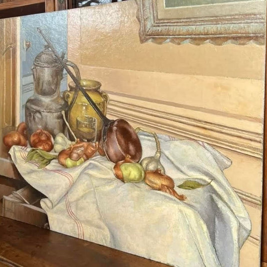 Large Unframed Oil on Canvas - Food Still Life