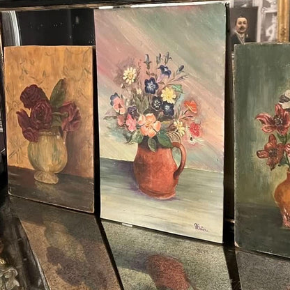 Oils on Board - Flowers