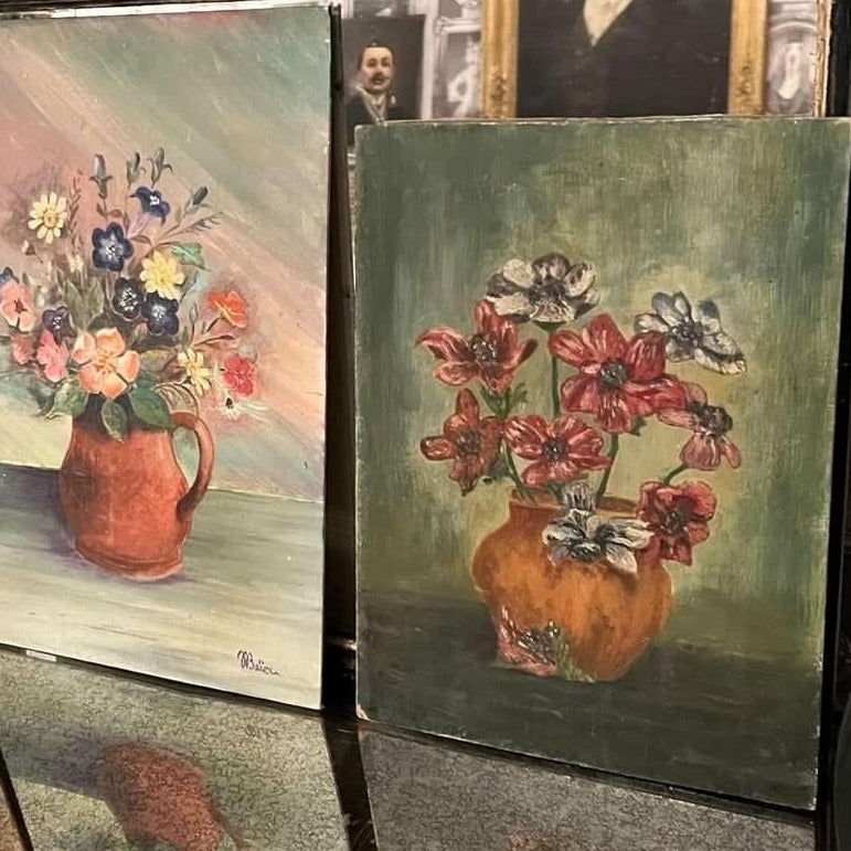Set of 3 Oils on Board - Flowers
