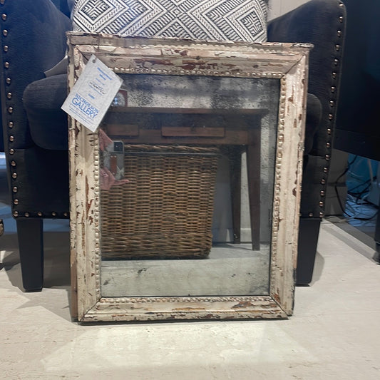 18th Century White Wood Mercury Mirror