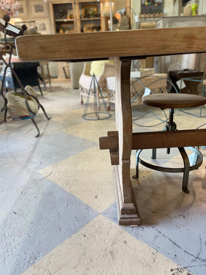 Antique French Elm Trestle Table