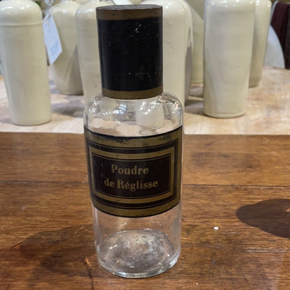 Apothacary Bottles with Black Labels and Tops