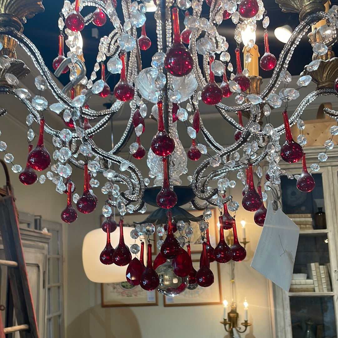 Italian Rouge Crystal Chandelier