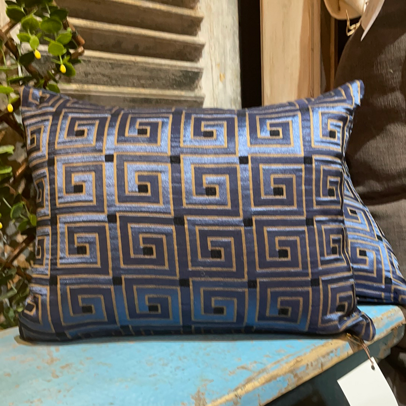 Blue Greek Key Pillow