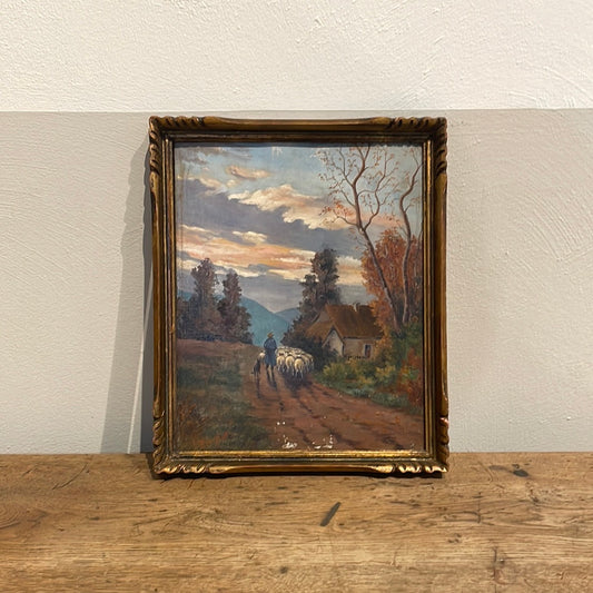 Framed Oil on Board - Shepherd