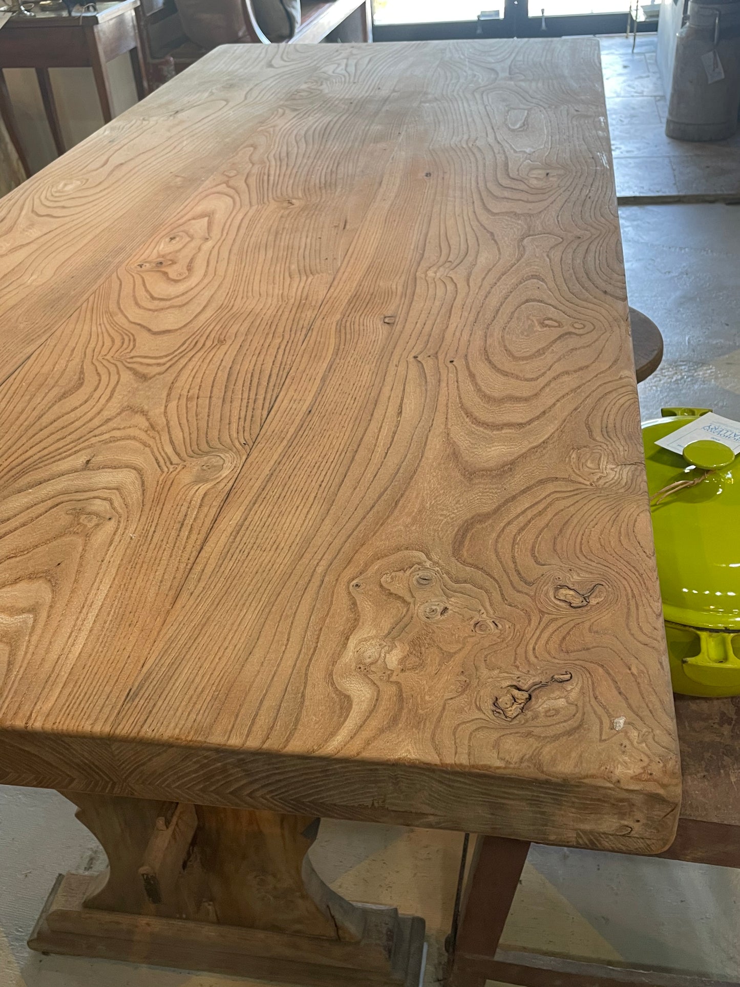 Antique French Elm Trestle Table