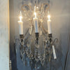 Pair of Large 3-light Bronze & Crystal Sconces
