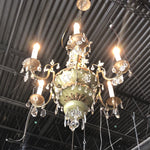 Crystal and Tole Paint with Gild Chandelier