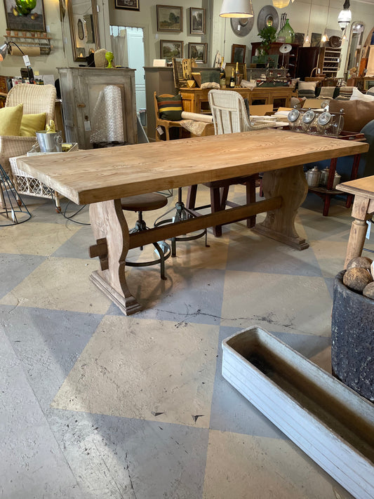 Antique French Elm Trestle Table