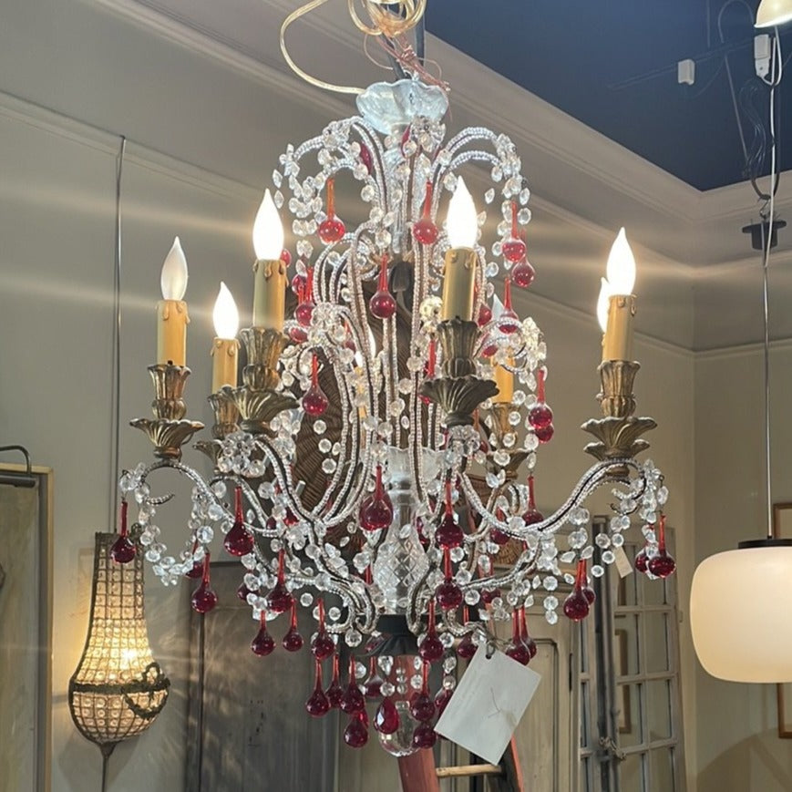 Italian Rouge Crystal Chandelier