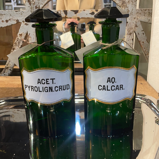 Deep Green Glass Flasks