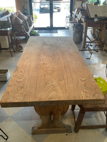 Antique French Elm Trestle Table