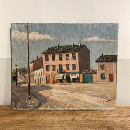 Framed Oil on Canvas, Town in France