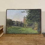 Oil on Board - Painting of a Church in Background