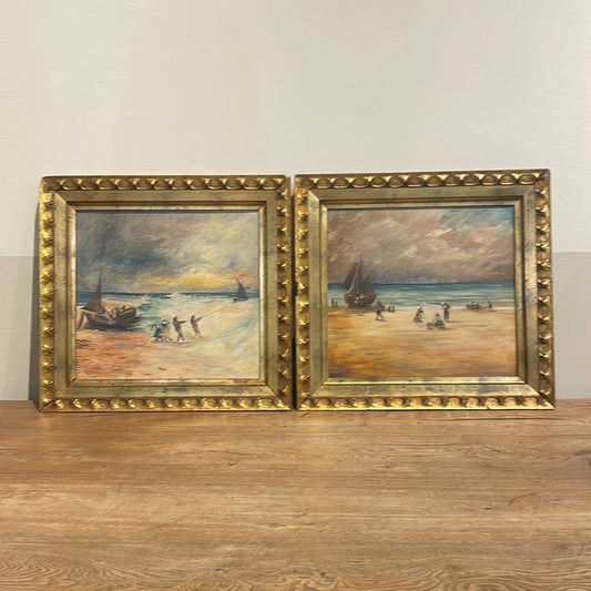 Pair of Marine Paintings Antique Frames