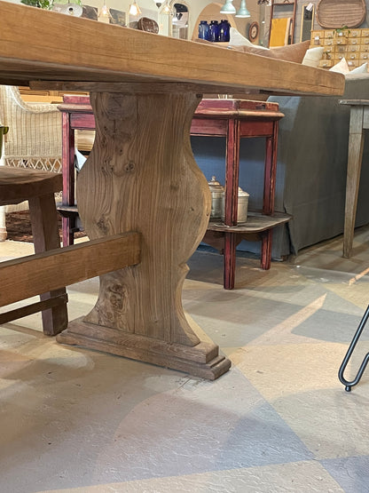 Antique French Elm Trestle Table