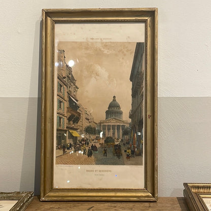 Framed Lithograph/Watercolor of Paris