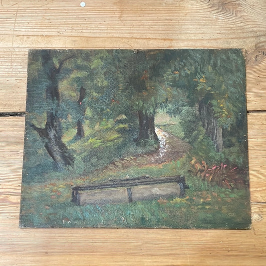 Unframed Oil on Board, Garden Path