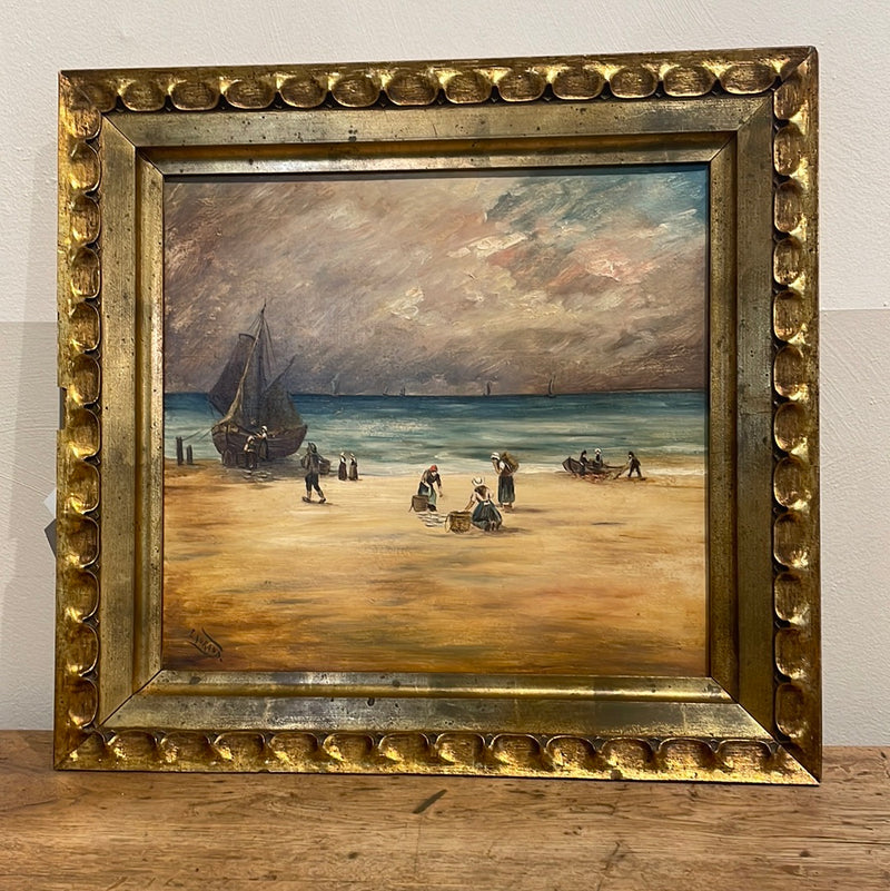 Pair of Marine Paintings Antique Frames