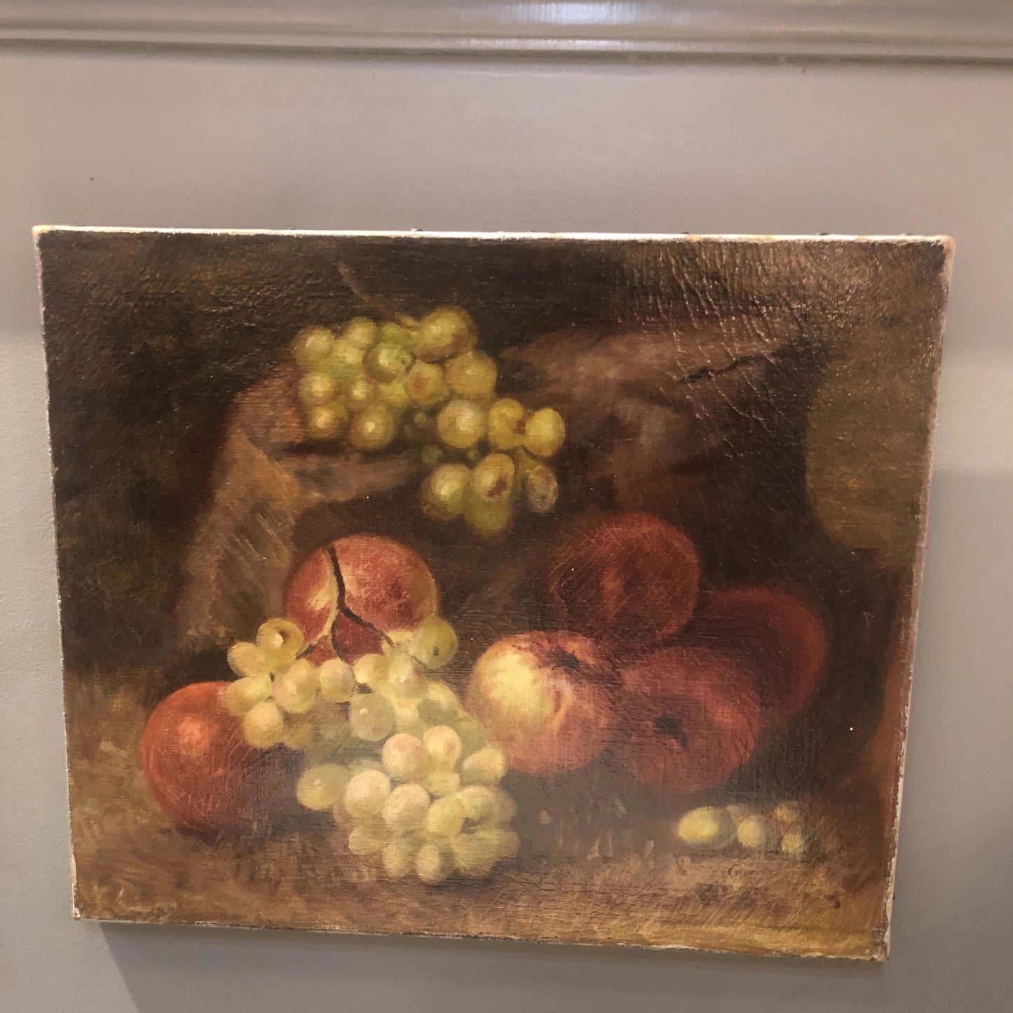 Unframed Oil on Canvas "Grapes and Peaches"