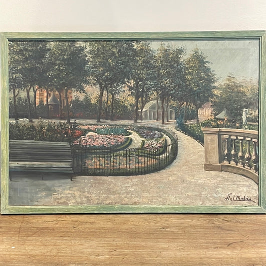 Framed Oil on Canvas - Park scene