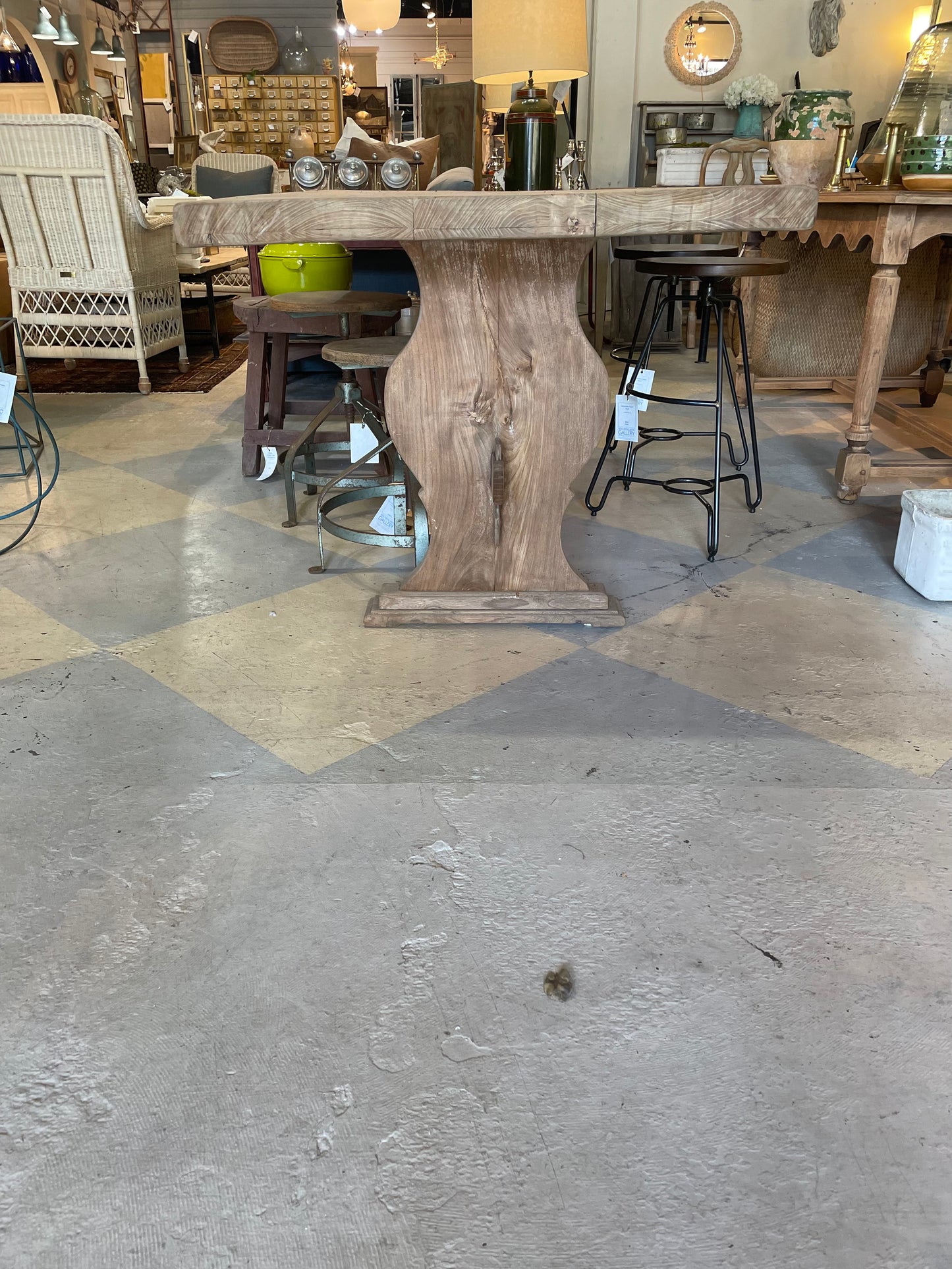 Antique French Elm Trestle Table