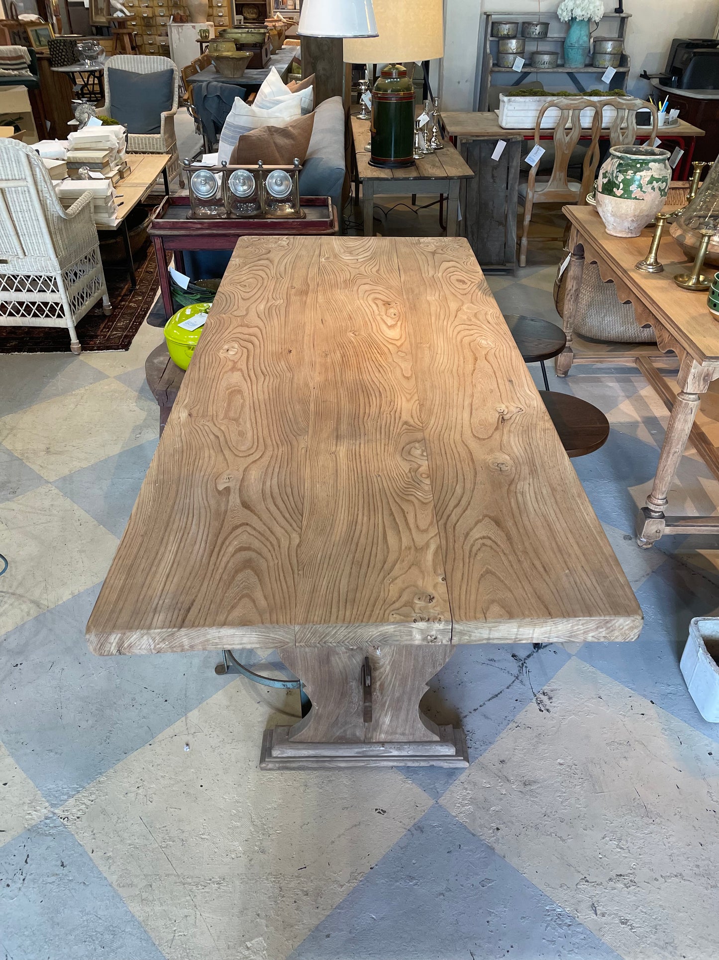 Antique French Elm Trestle Table