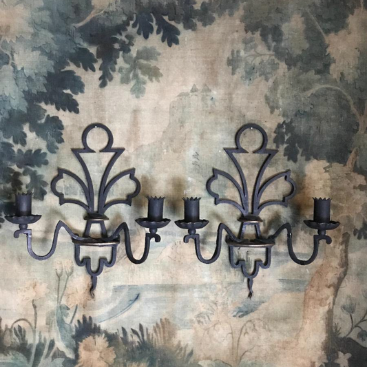 Pair of Wrought Iron Sconces