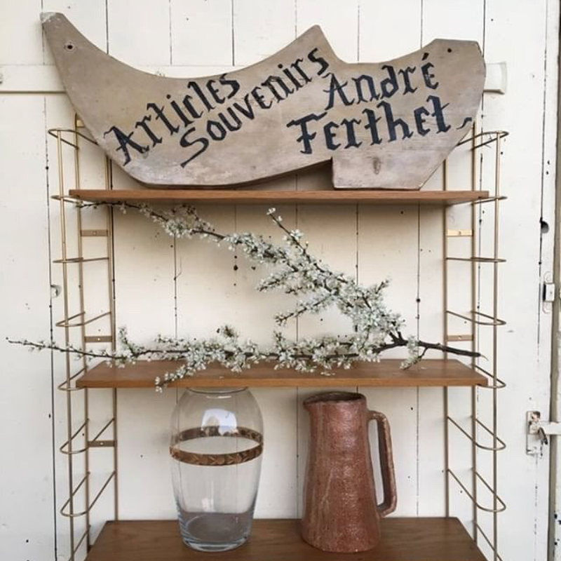 Three-tier Metal and Wood String Shelving
